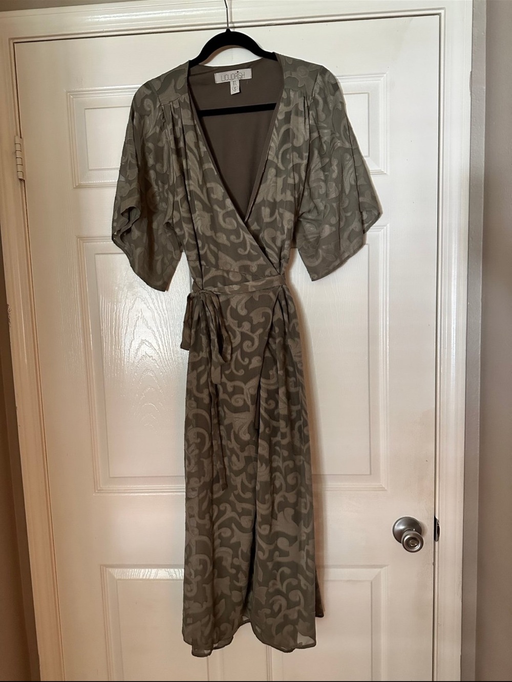 Green Wrap Maxi Dress with Tie Waist